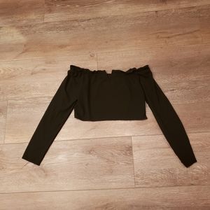 Off the Shoulder Cropped Long Sleeve